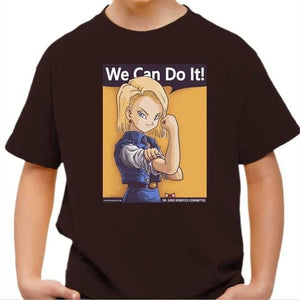 T-shirt enfant geek - We can do it - Couleur Chocolat - Taille 4 ans