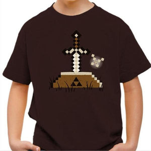T-shirt enfant geek - Zelda Craft - Couleur Chocolat - Taille 4 ans