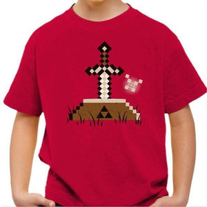 T-shirt enfant geek - Zelda Craft - Couleur Rouge Vif - Taille 4 ans
