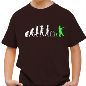 T-shirt enfant geek - Zombie - Couleur Chocolat - Taille 4 ans