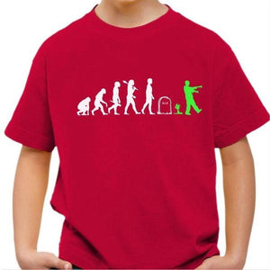 T-shirt enfant geek - Zombie - Couleur Rouge Vif - Taille 4 ans