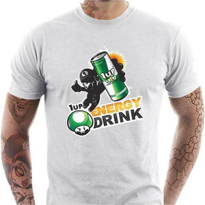 T-shirt geek homme - 1up Energy Drink - Couleur Blanc - Taille S
