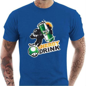 T-shirt geek homme - 1up Energy Drink - Couleur Bleu Royal - Taille S