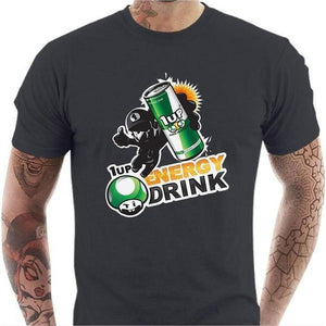 T-shirt geek homme - 1up Energy Drink - Couleur Gris Foncé - Taille S