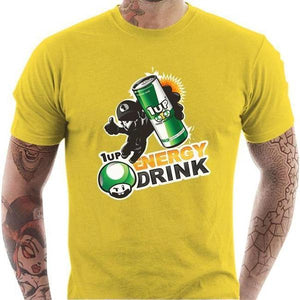 T-shirt geek homme - 1up Energy Drink - Couleur Jaune - Taille S