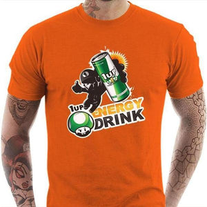 T-shirt geek homme - 1up Energy Drink - Couleur Orange - Taille S