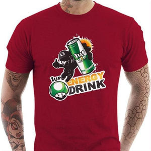T-shirt geek homme - 1up Energy Drink - Couleur Rouge Tango - Taille S