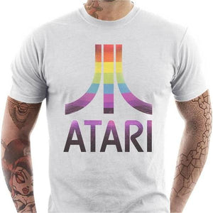 T-shirt geek homme - ATARI logo vintage - Couleur Blanc - Taille S