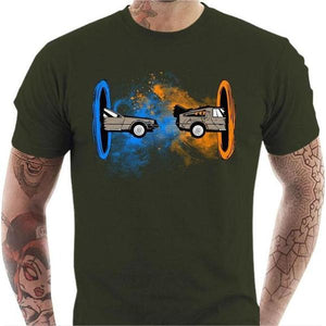 T-shirt geek homme - Back to the Portal - Couleur Army - Taille S