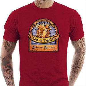 T-shirt geek homme - Bière du Westeros Games of Throne - Couleur Rouge Tango - Taille S