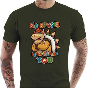 T-shirt geek homme - Big Bowser - Couleur Army - Taille S