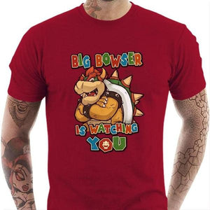 T-shirt geek homme - Big Bowser - Couleur Rouge Tango - Taille S