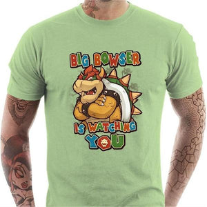 T-shirt geek homme - Big Bowser - Couleur Tilleul - Taille S