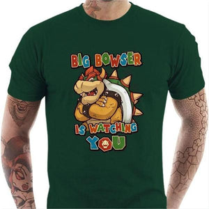 T-shirt geek homme - Big Bowser - Couleur Vert Bouteille - Taille S