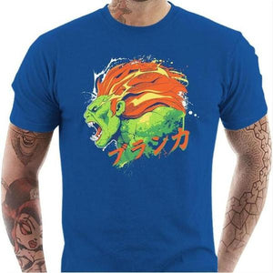 T-shirt geek homme - Blanka Street Fighter - Couleur Bleu Royal - Taille S