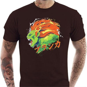 T-shirt geek homme - Blanka Street Fighter - Couleur Chocolat - Taille S