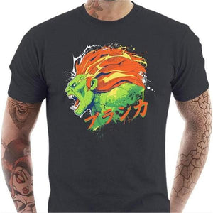 T-shirt geek homme - Blanka Street Fighter - Couleur Gris Foncé - Taille S