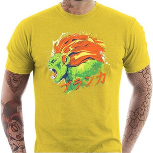 T-shirt geek homme - Blanka Street Fighter - Couleur Jaune - Taille S