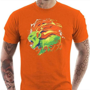 T-shirt geek homme - Blanka Street Fighter - Couleur Orange - Taille S