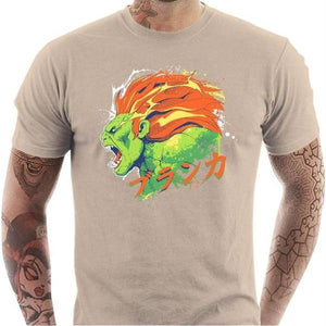 T-shirt geek homme - Blanka Street Fighter - Couleur Sable - Taille S