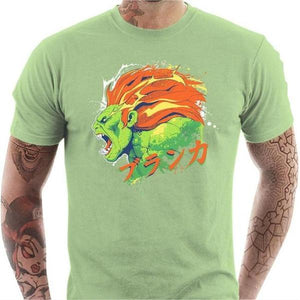 T-shirt geek homme - Blanka Street Fighter - Couleur Tilleul - Taille S