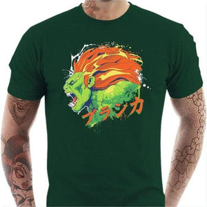 T-shirt geek homme - Blanka Street Fighter - Couleur Vert Bouteille - Taille S