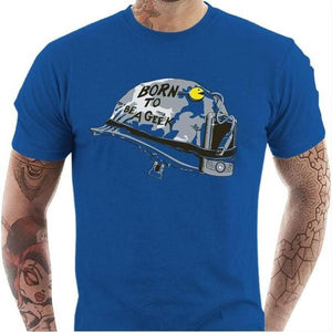 T-shirt geek homme - Born to be a Geek - Couleur Bleu Royal - Taille S
