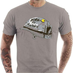 T-shirt geek homme - Born to be a Geek - Couleur Gris Clair - Taille S