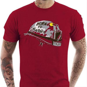 T-shirt geek homme - Born to be a Geek - Couleur Rouge Tango - Taille S