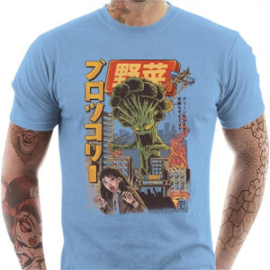 T-shirt geek homme - Broccozilla - Couleur Ciel - Taille S