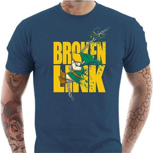 T-shirt geek homme - Broken Link - Couleur Bleu Gris - Taille S