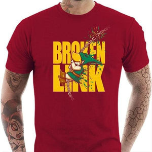 T-shirt geek homme - Broken Link - Couleur Rouge Tango - Taille S