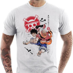 T-shirt geek homme - Captain Luffy - Couleur Blanc - Taille S
