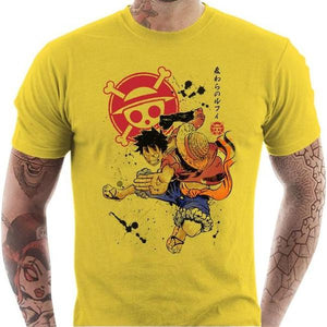 T-shirt geek homme - Captain Luffy - Couleur Jaune - Taille S