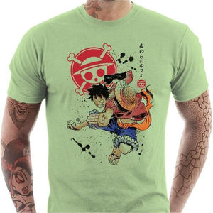 T-shirt geek homme - Captain Luffy - Couleur Tilleul - Taille S