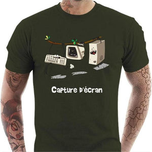 T-shirt geek homme - Capture d'écran - Couleur Army - Taille S