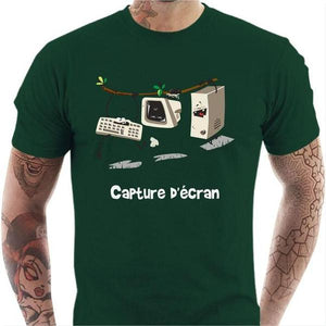 T-shirt geek homme - Capture d'écran - Couleur Vert Bouteille - Taille S