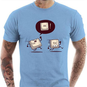 T-shirt geek homme - Ctrl and Escape - Couleur Ciel - Taille S