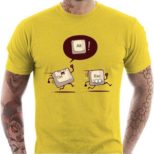 T-shirt geek homme - Ctrl and Escape - Couleur Jaune - Taille S