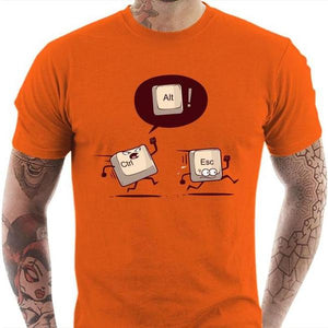 T-shirt geek homme - Ctrl and Escape - Couleur Orange - Taille S