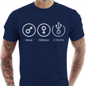 T-shirt geek homme - Cyborg - Couleur Bleu Nuit - Taille S