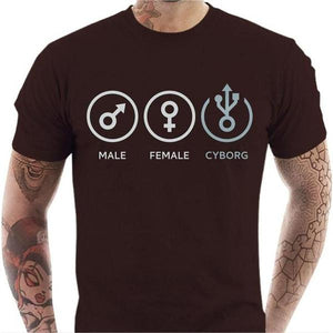 T-shirt geek homme - Cyborg - Couleur Chocolat - Taille S
