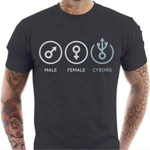 T-shirt geek homme - Cyborg - Couleur Gris Foncé - Taille S