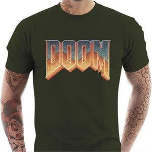 T-shirt geek homme - DOOM Old School - Couleur Army - Taille S