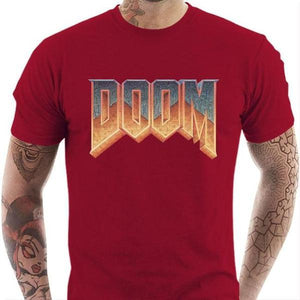 T-shirt geek homme - DOOM Old School - Couleur Rouge Tango - Taille S