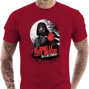 T-shirt geek homme - Dark Side Cookies - Dark Vador - Couleur Rouge Tango - Taille S