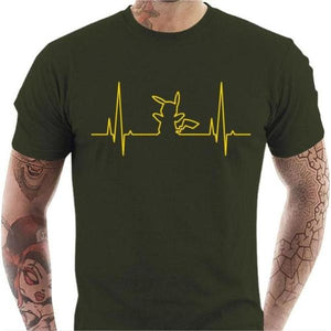T-shirt geek homme - Electro Pika - Couleur Army - Taille S