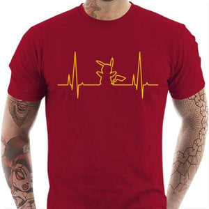 T-shirt geek homme - Electro Pika - Couleur Rouge Tango - Taille S