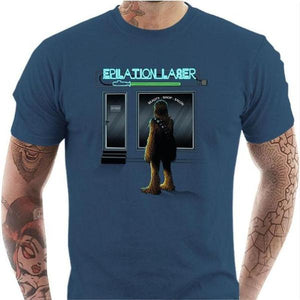 T-shirt geek homme - Epilation Laser - Couleur Bleu Gris - Taille S