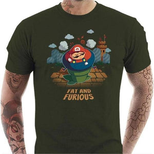 T-shirt geek homme - Fat and Furious - Couleur Army - Taille S